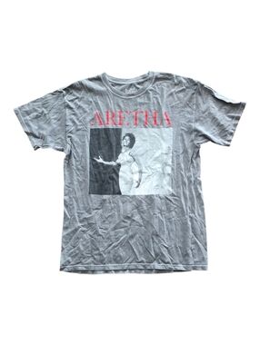 Aretha Franklin Gray Cotton 'Aretha' Graphic Tee M